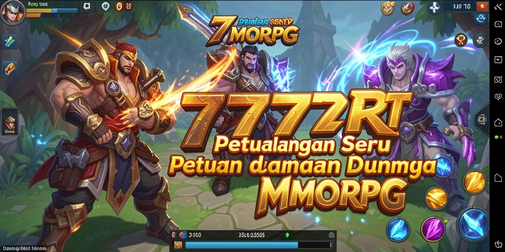 Screenshot gameplay 777RT menampilkan aksi pertarungan yang intens dalam MMORPG.