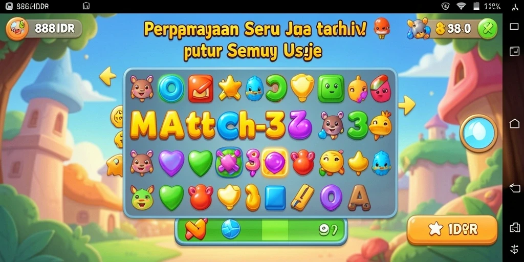Gameplay seru dan menantang dari 888IDR dengan level Match-3.