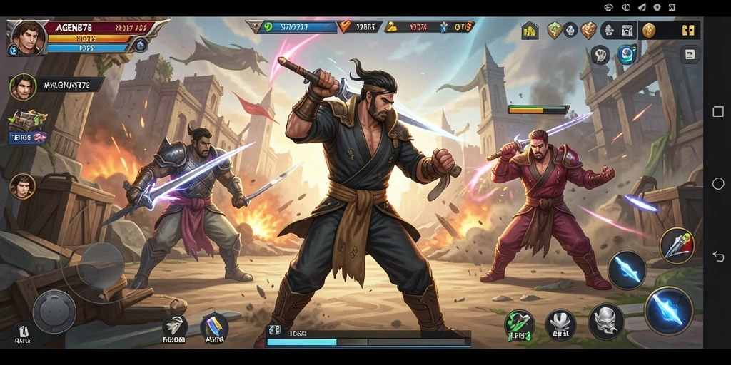 Screenshot gameplay AGEN878 menampilkan aksi pertarungan yang dinamis.