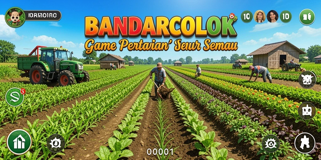 Tampilan gameplay BANDARCOLOK dengan berbagai jenis tanaman dan hewan.