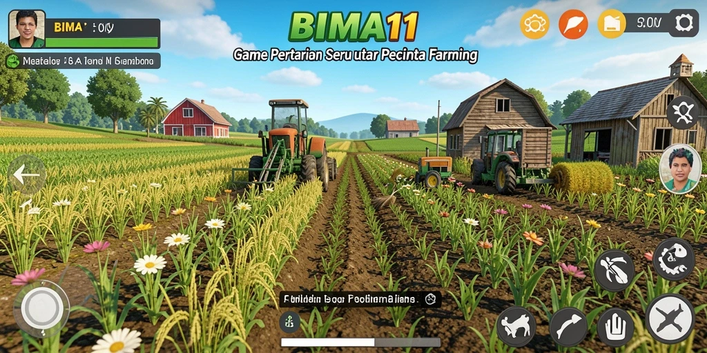 Tampilan gameplay BIMA11 yang menarik dan interaktif dalam dunia pertanian.