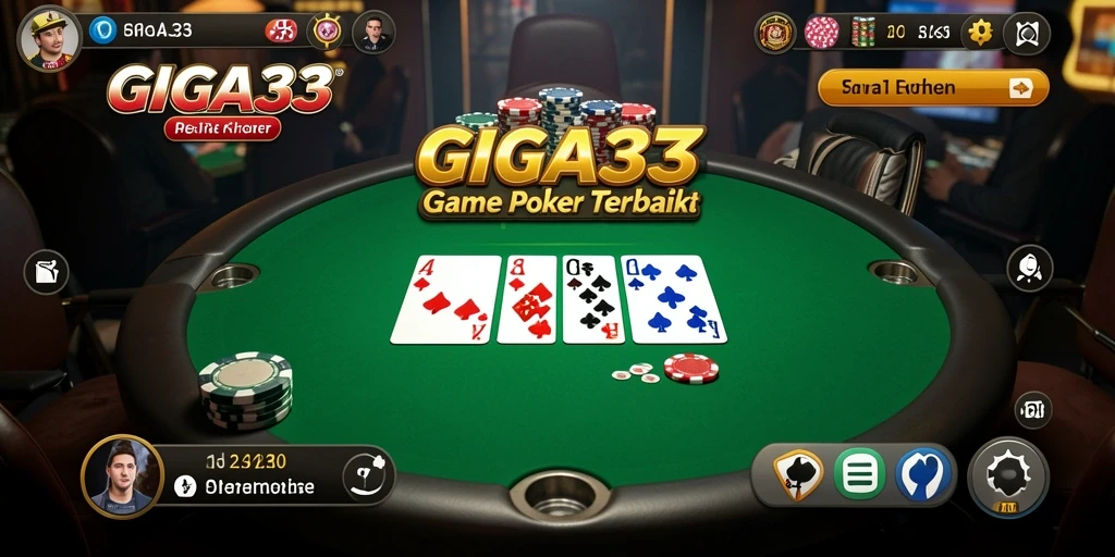Screenshot GIGA33 menampilkan gameplay seru dalam permainan Poker.
