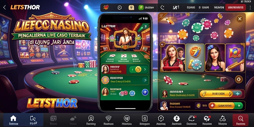 Screenshot utama LETSTHOR menampilkan dealer langsung dan suasana permainan yang menarik.