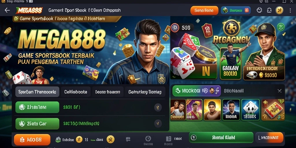 Tampilan antarmuka MEGA888 yang menarik dengan fitur taruhan olahraga.