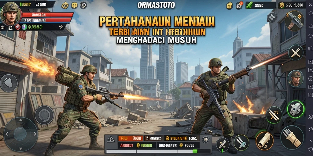Tampilan gameplay ORMASTOTO yang mendebarkan dalam pertahanan menara.