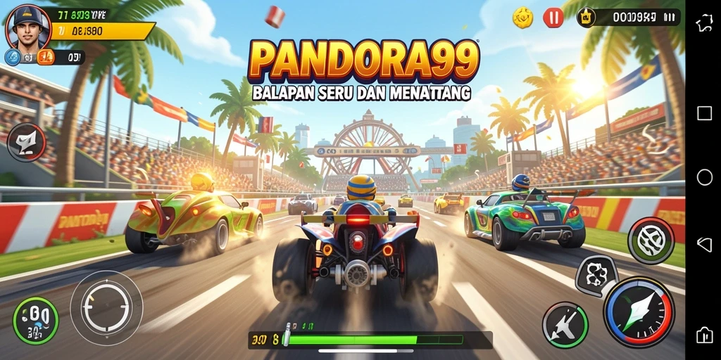 Tampilan gameplay seru di PANDORA99 saat balapan.