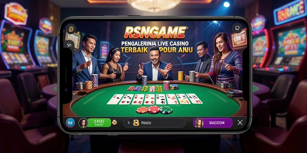 Screenshot utama RSNGAME menunjukkan gameplay Live Casino yang nyata dan interaktif.