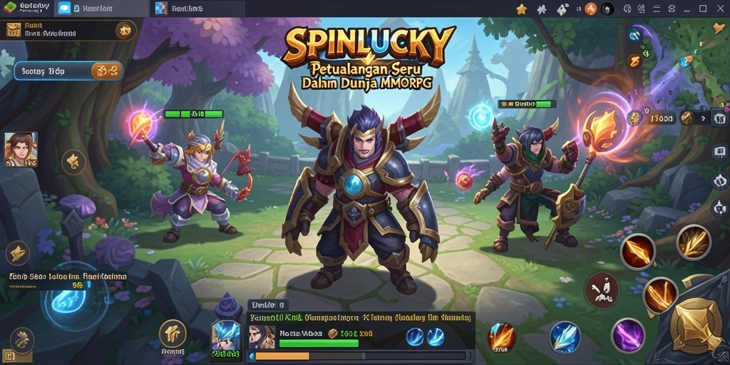 Tangkapan layar gameplay SPINLUCKY yang menunjukkan aksi seru dalam MMORPG.