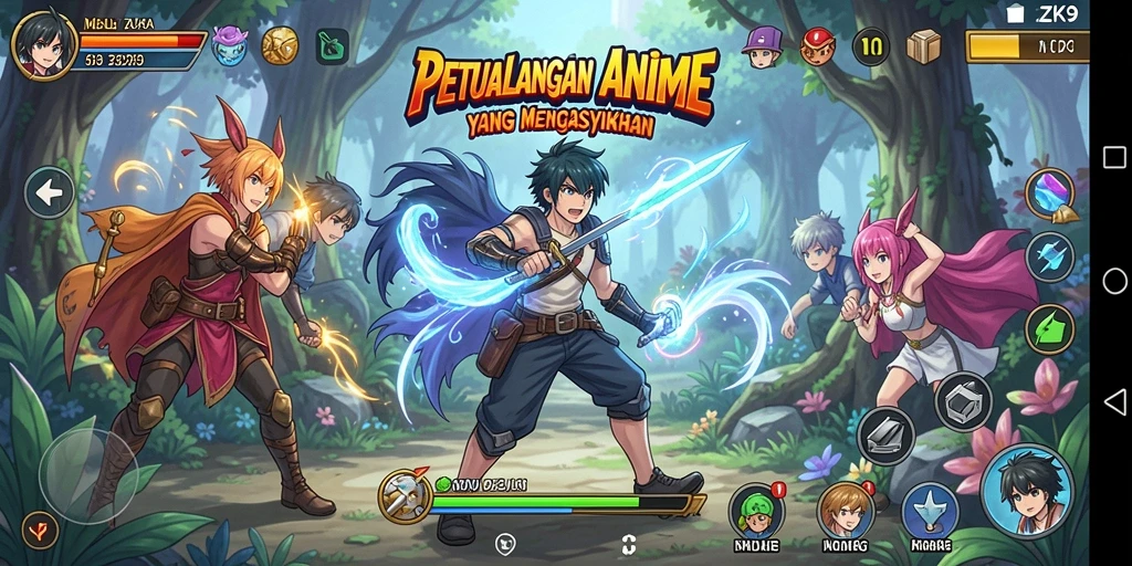 Tampilan gameplay menarik dalam ZK9 dengan karakter Anime yang dinamis.
